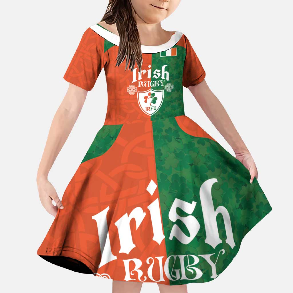 Custom Irish Rugby Family Matching Off Shoulder Maxi Dress and Hawaiian Shirt Shamrock with Celtics Vibes The Half Style - Wonder Print Shop