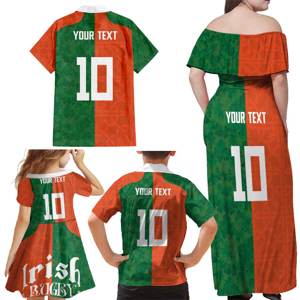Custom Irish Rugby Family Matching Off Shoulder Maxi Dress and Hawaiian Shirt Shamrock with Celtics Vibes The Half Style - Wonder Print Shop