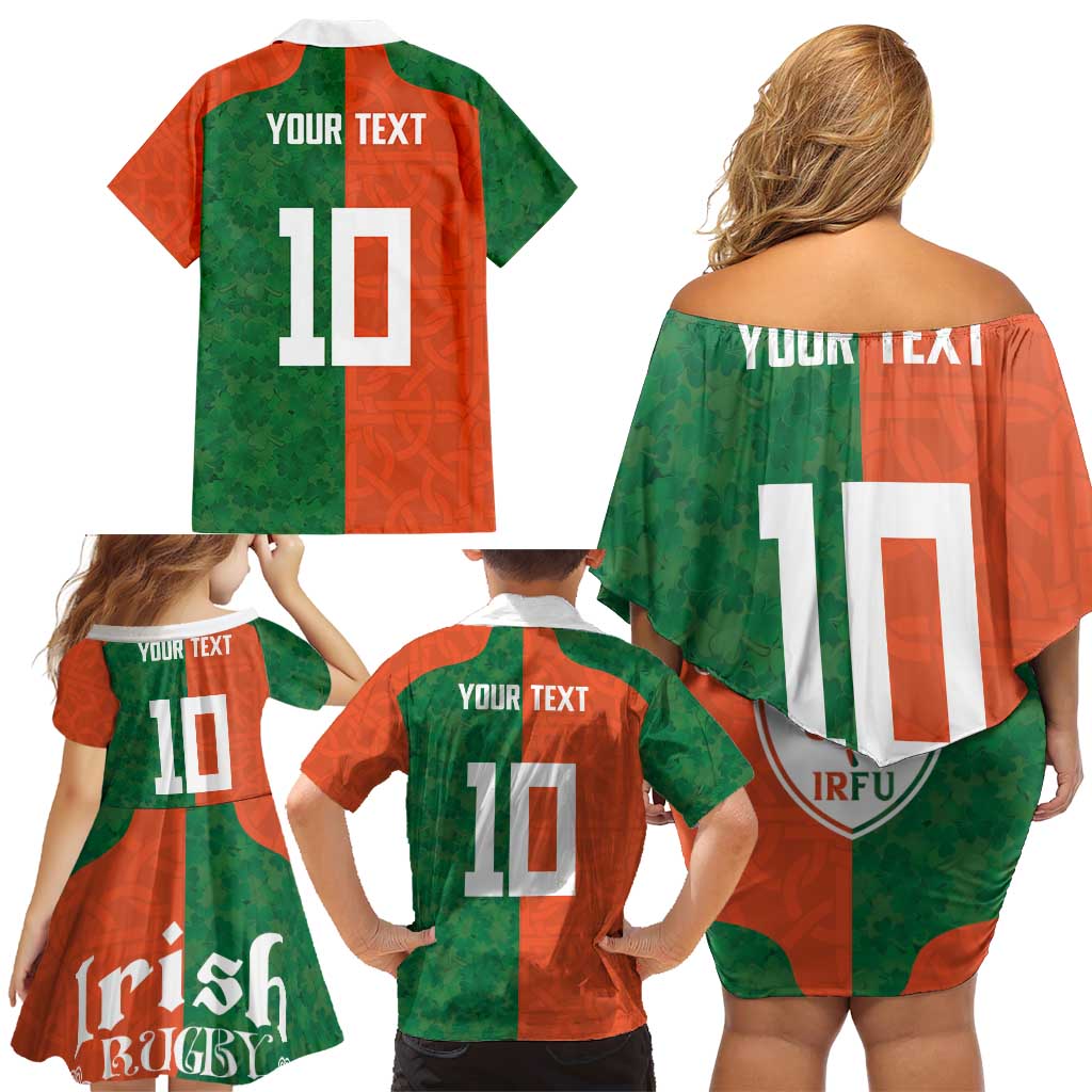 Custom Irish Rugby Family Matching Off Shoulder Short Dress and Hawaiian Shirt Shamrock with Celtics Vibes The Half Style - Wonder Print Shop