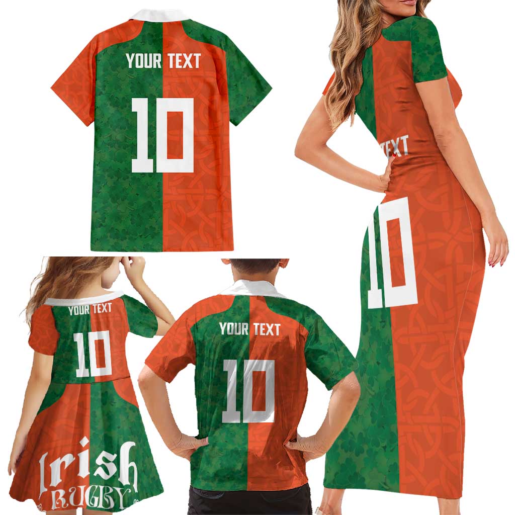 Custom Irish Rugby Family Matching Short Sleeve Bodycon Dress and Hawaiian Shirt Shamrock with Celtics Vibes The Half Style - Wonder Print Shop