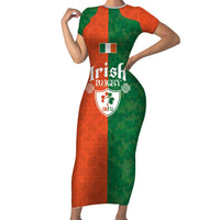 Custom Irish Rugby Family Matching Short Sleeve Bodycon Dress and Hawaiian Shirt Shamrock with Celtics Vibes The Half Style - Wonder Print Shop