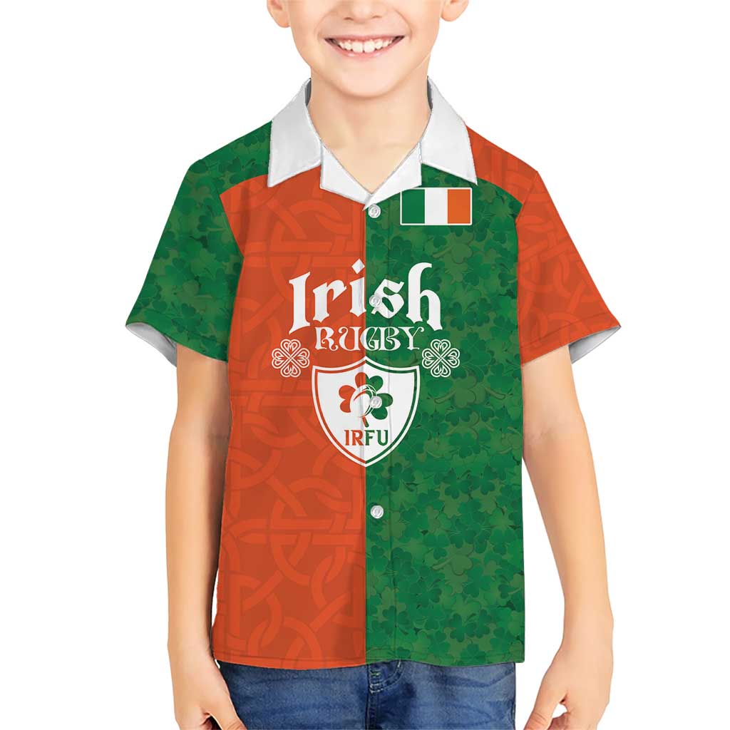 Custom Irish Rugby Family Matching Short Sleeve Bodycon Dress and Hawaiian Shirt Shamrock with Celtics Vibes The Half Style - Wonder Print Shop