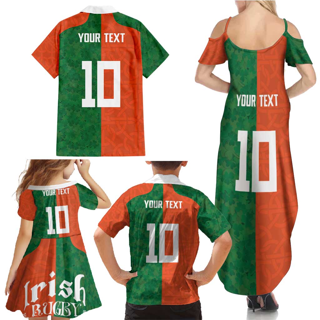 Custom Irish Rugby Family Matching Summer Maxi Dress and Hawaiian Shirt Shamrock with Celtics Vibes The Half Style - Wonder Print Shop