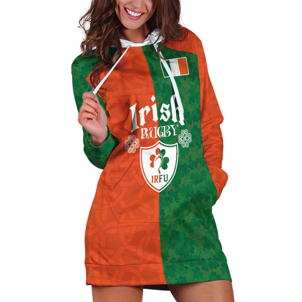 Custom Irish Rugby Hoodie Dress Shamrock with Celtics Vibes The Half Style - Wonder Print Shop