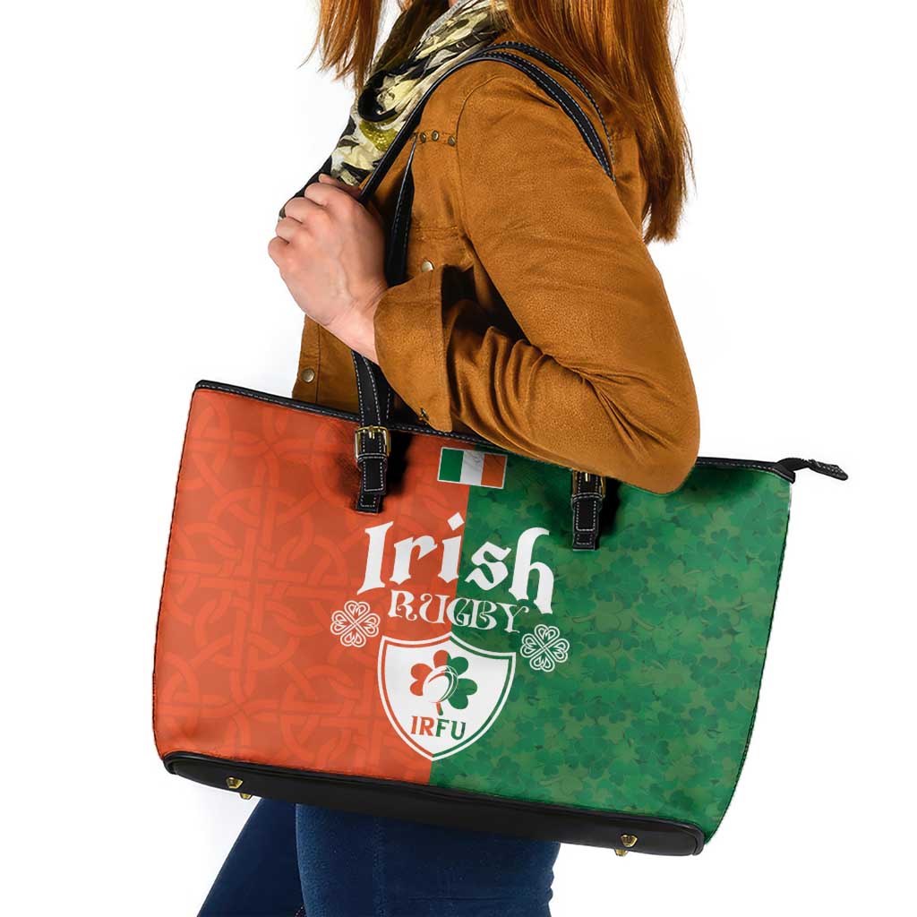 Irish Rugby Leather Tote Bag Shamrock with Celtics Vibes The Half Style - Wonder Print Shop