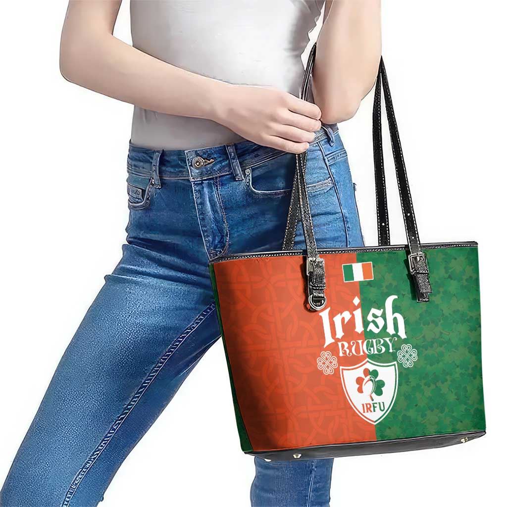 Irish Rugby Leather Tote Bag Shamrock with Celtics Vibes The Half Style - Wonder Print Shop