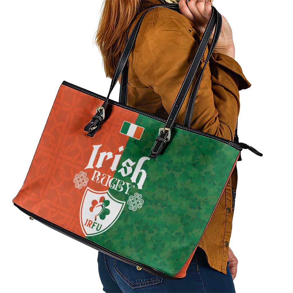 Irish Rugby Leather Tote Bag Shamrock with Celtics Vibes The Half Style - Wonder Print Shop