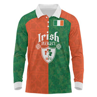Custom Irish Rugby Long Sleeve Polo Shirt Shamrock with Celtics Vibes The Half Style - Wonder Print Shop