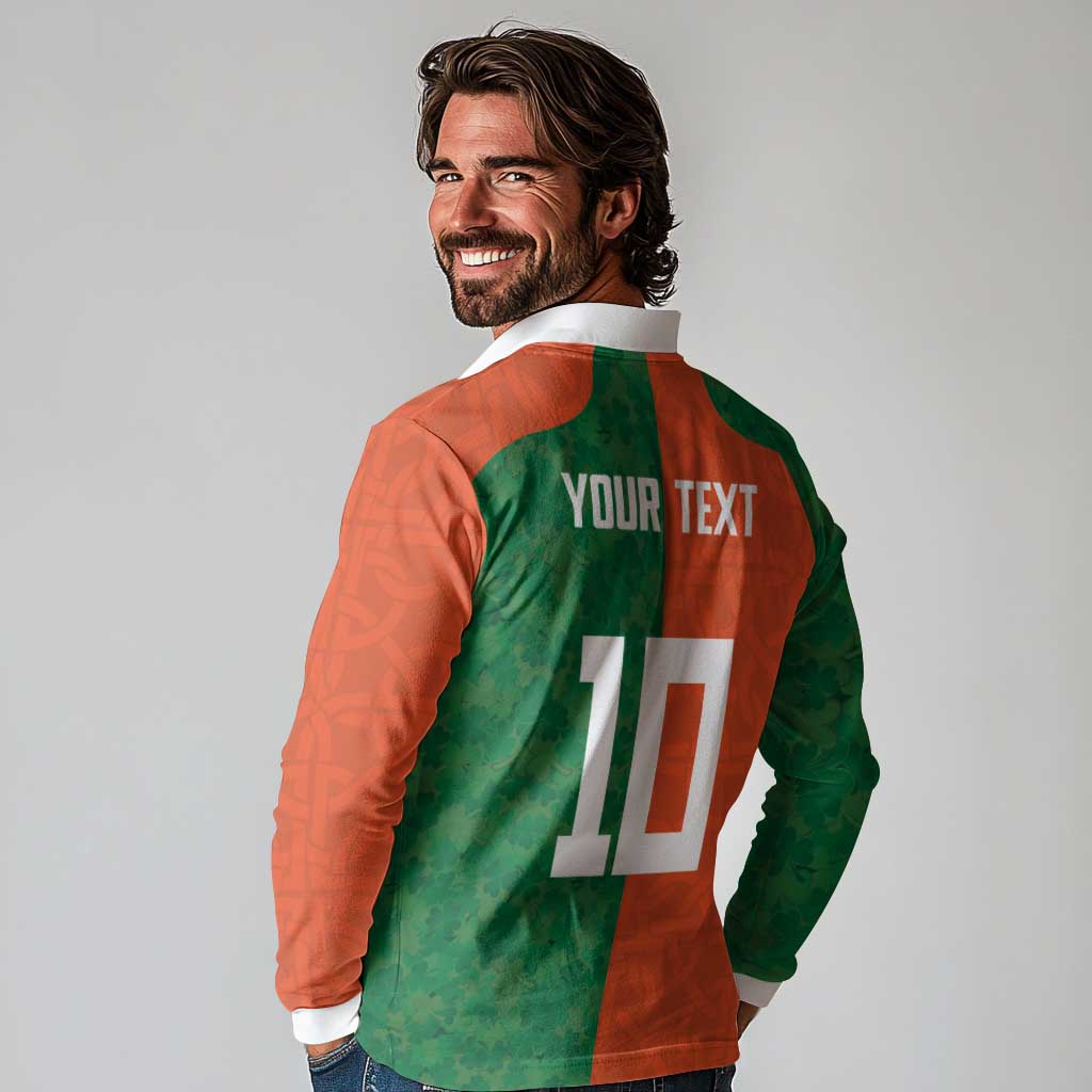 Custom Irish Rugby Long Sleeve Polo Shirt Shamrock with Celtics Vibes The Half Style - Wonder Print Shop