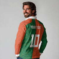 Custom Irish Rugby Long Sleeve Polo Shirt Shamrock with Celtics Vibes The Half Style - Wonder Print Shop