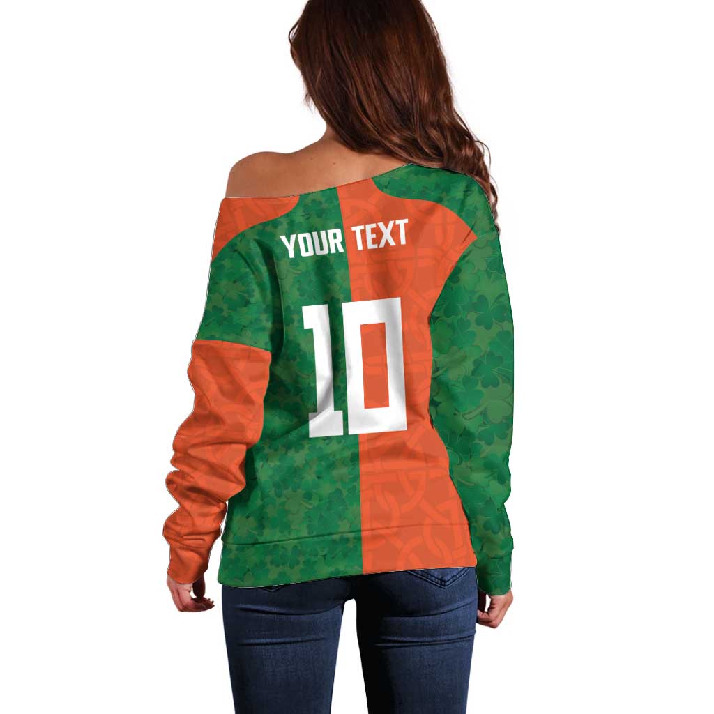 Custom Irish Rugby Off Shoulder Sweater Shamrock with Celtics Vibes The Half Style - Wonder Print Shop