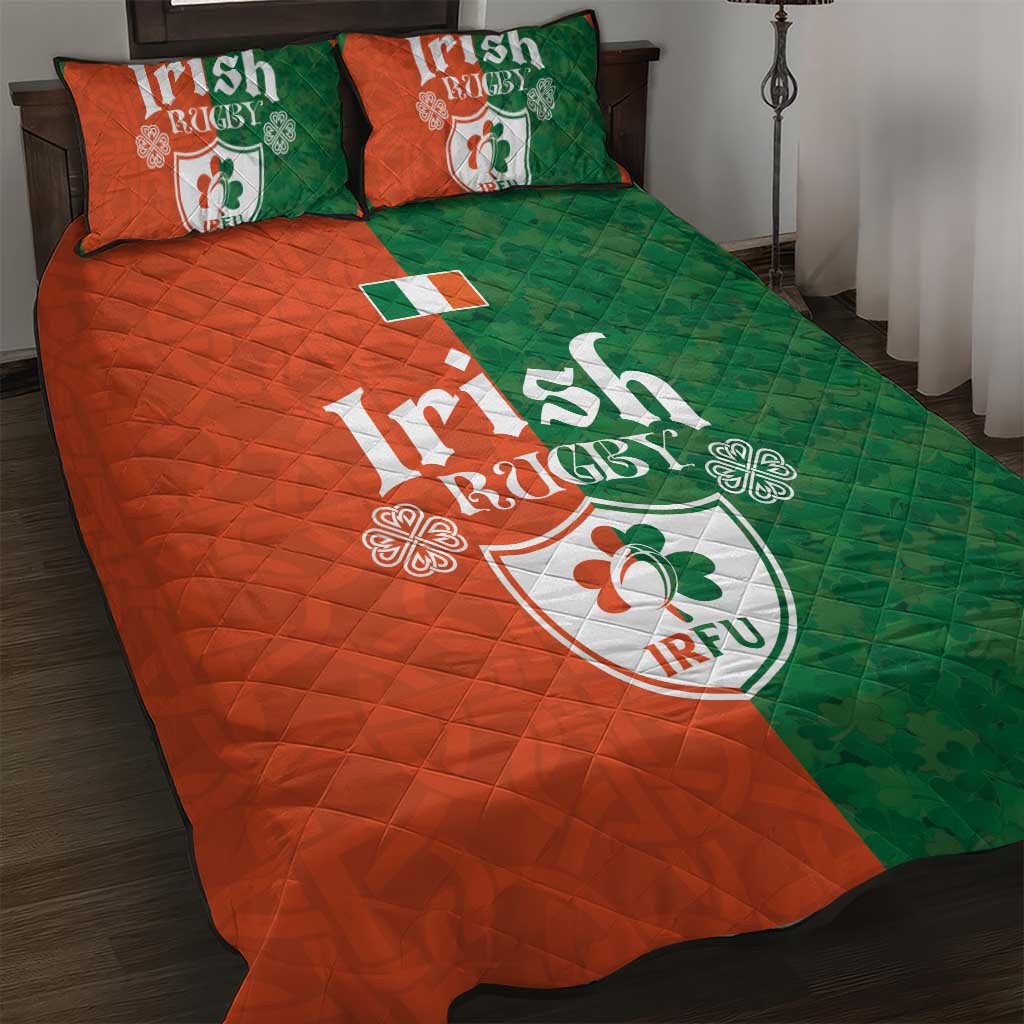Irish Rugby Quilt Bed Set Shamrock with Celtics Vibes The Half Style - Wonder Print Shop