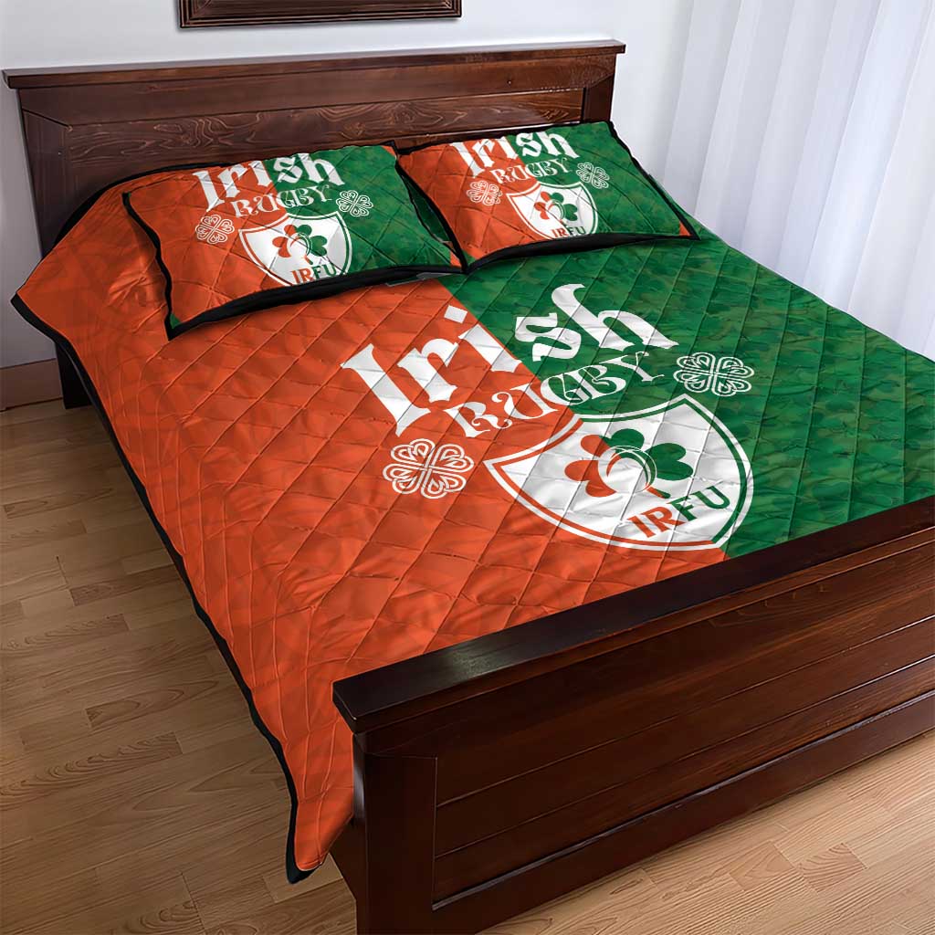 Irish Rugby Quilt Bed Set Shamrock with Celtics Vibes The Half Style - Wonder Print Shop