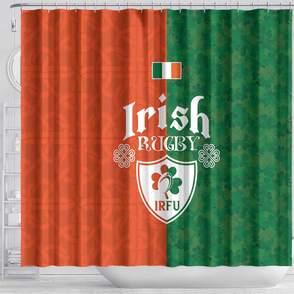 Irish Rugby Shower Curtain Shamrock with Celtics Vibes The Half Style - Wonder Print Shop