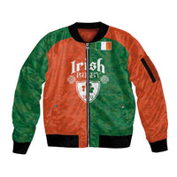 Custom Irish Rugby Sleeve Zip Bomber Jacket Shamrock with Celtics Vibes The Half Style - Wonder Print Shop