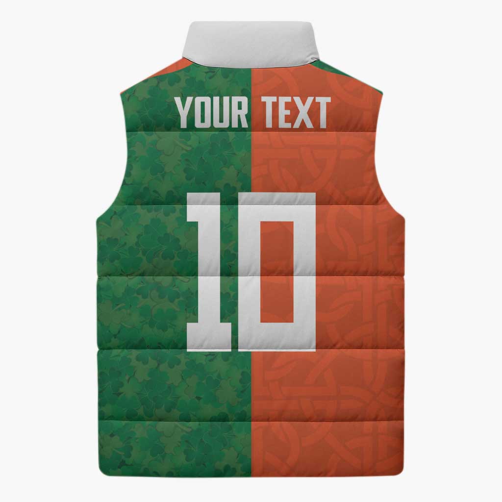 Custom Irish Rugby Sleeveless Puffer Jacket Shamrock with Celtics Vibes The Half Style - Wonder Print Shop