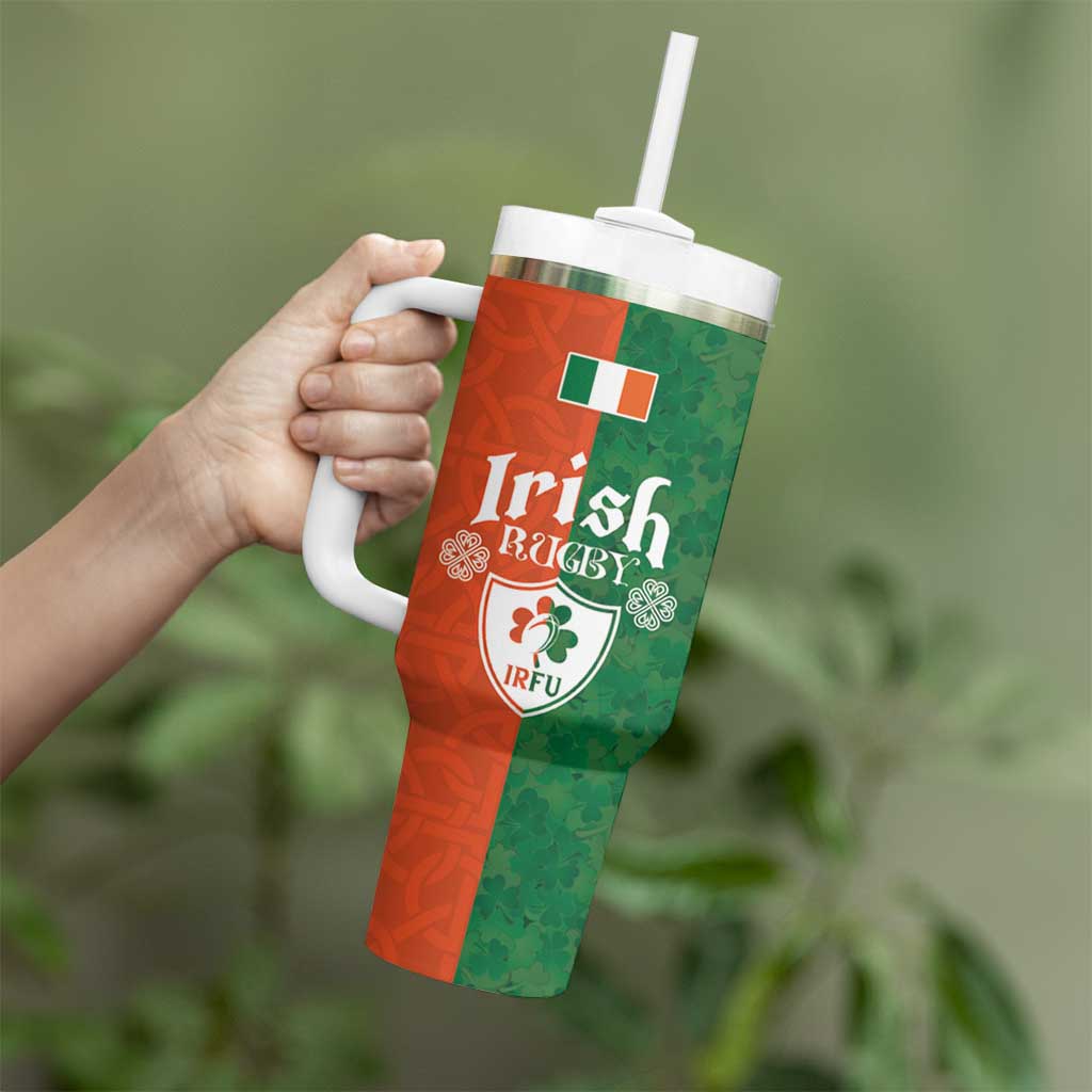 Custom Irish Rugby Tumbler With Handle Shamrock with Celtics Vibes The Half Style - Wonder Print Shop