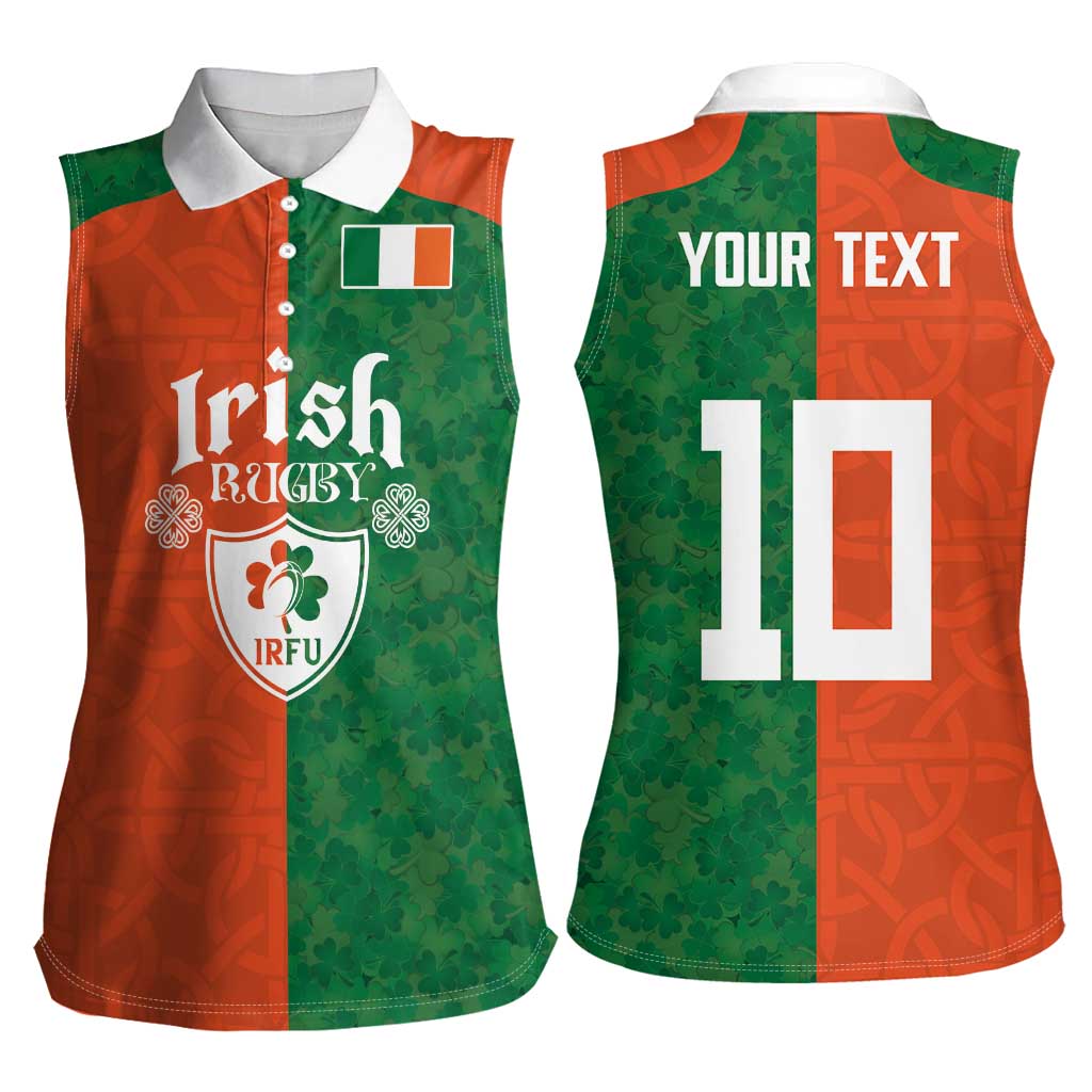 Custom Irish Rugby Women Sleeveless Polo Shirt Shamrock with Celtics Vibes The Half Style - Wonder Print Shop