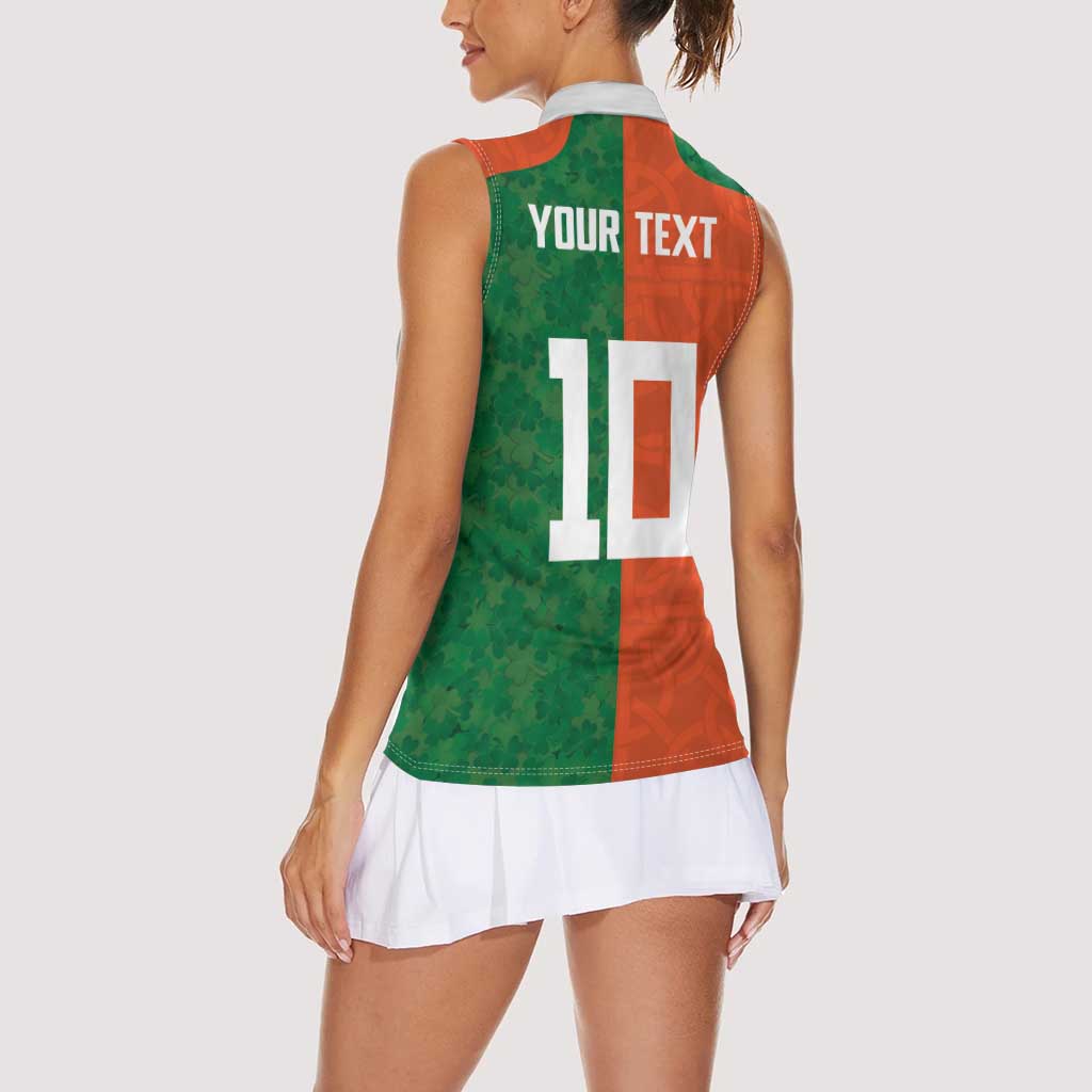Custom Irish Rugby Women Sleeveless Polo Shirt Shamrock with Celtics Vibes The Half Style - Wonder Print Shop