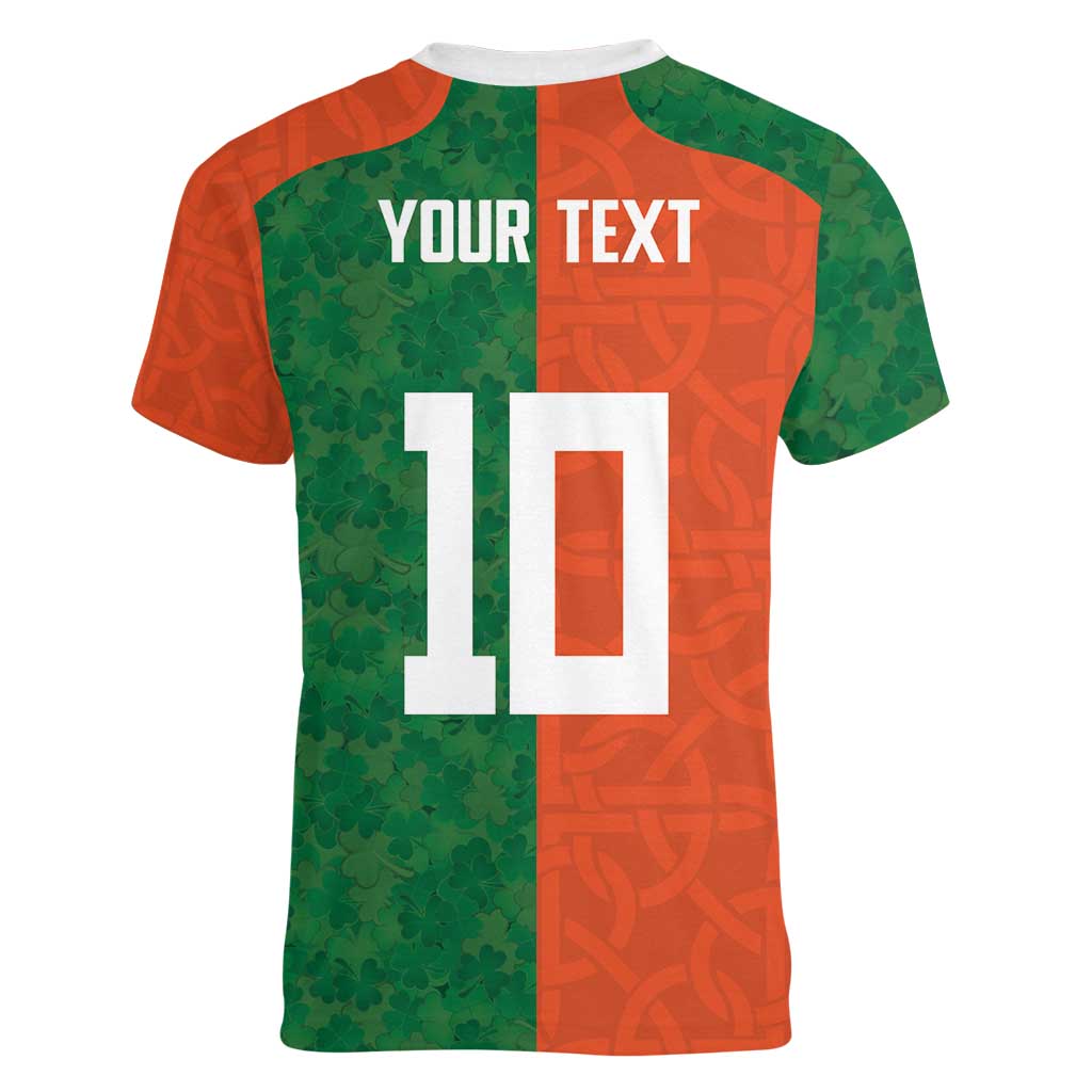 Custom Irish Rugby Women V-Neck T-Shirt Shamrock with Celtics Vibes The Half Style - Wonder Print Shop