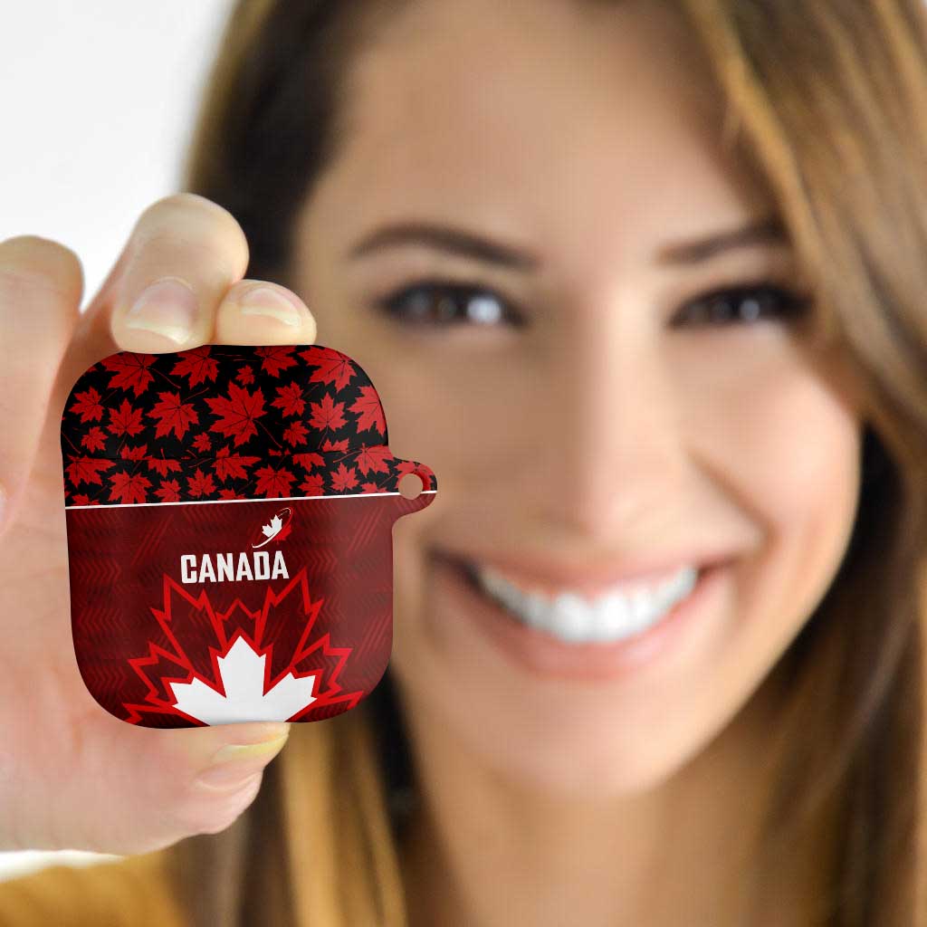 Canadian Rugby AirPods Case Maple Leaves Sporty Art Style Red Color - Wonder Print Shop