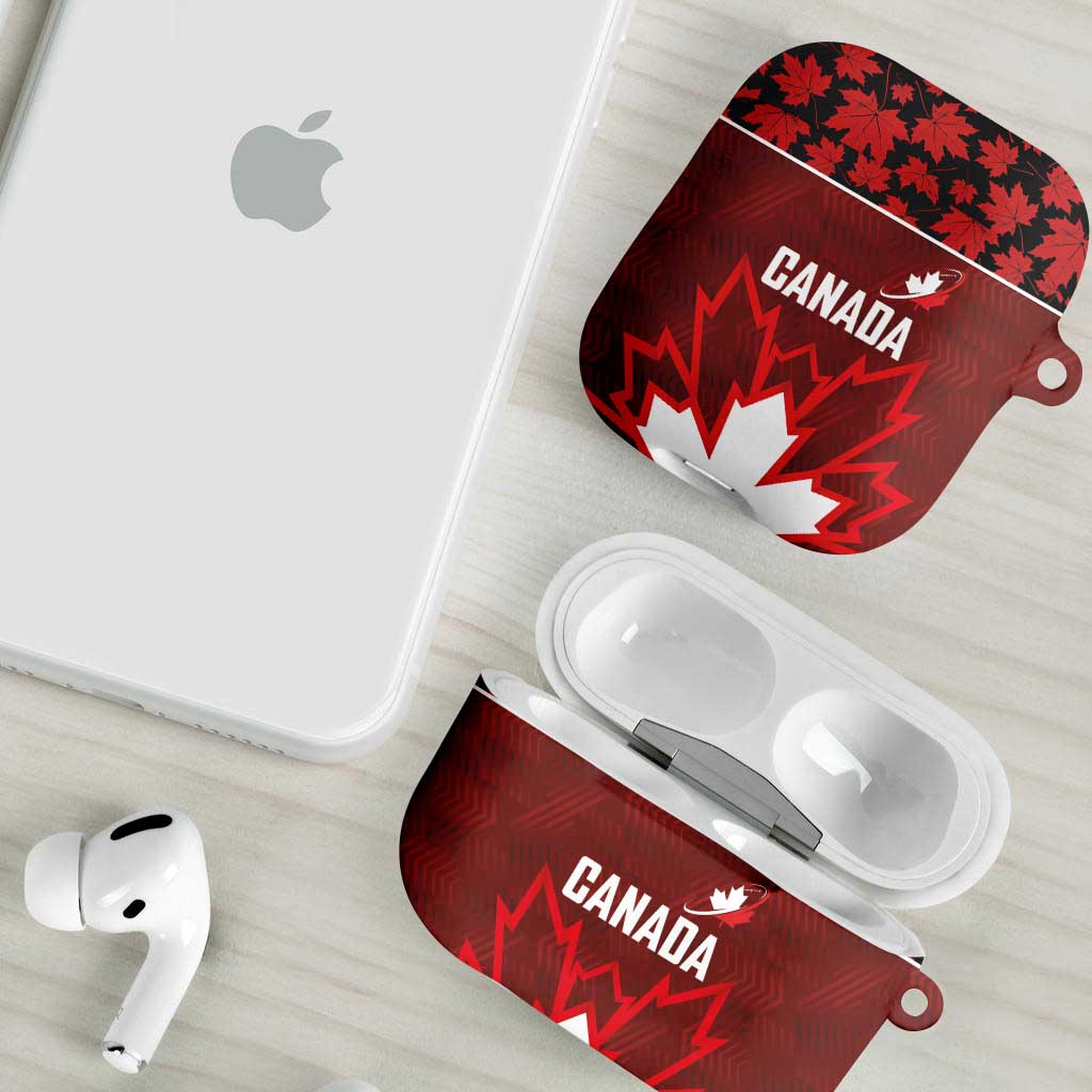 Canadian Rugby AirPods Case Maple Leaves Sporty Art Style Red Color - Wonder Print Shop