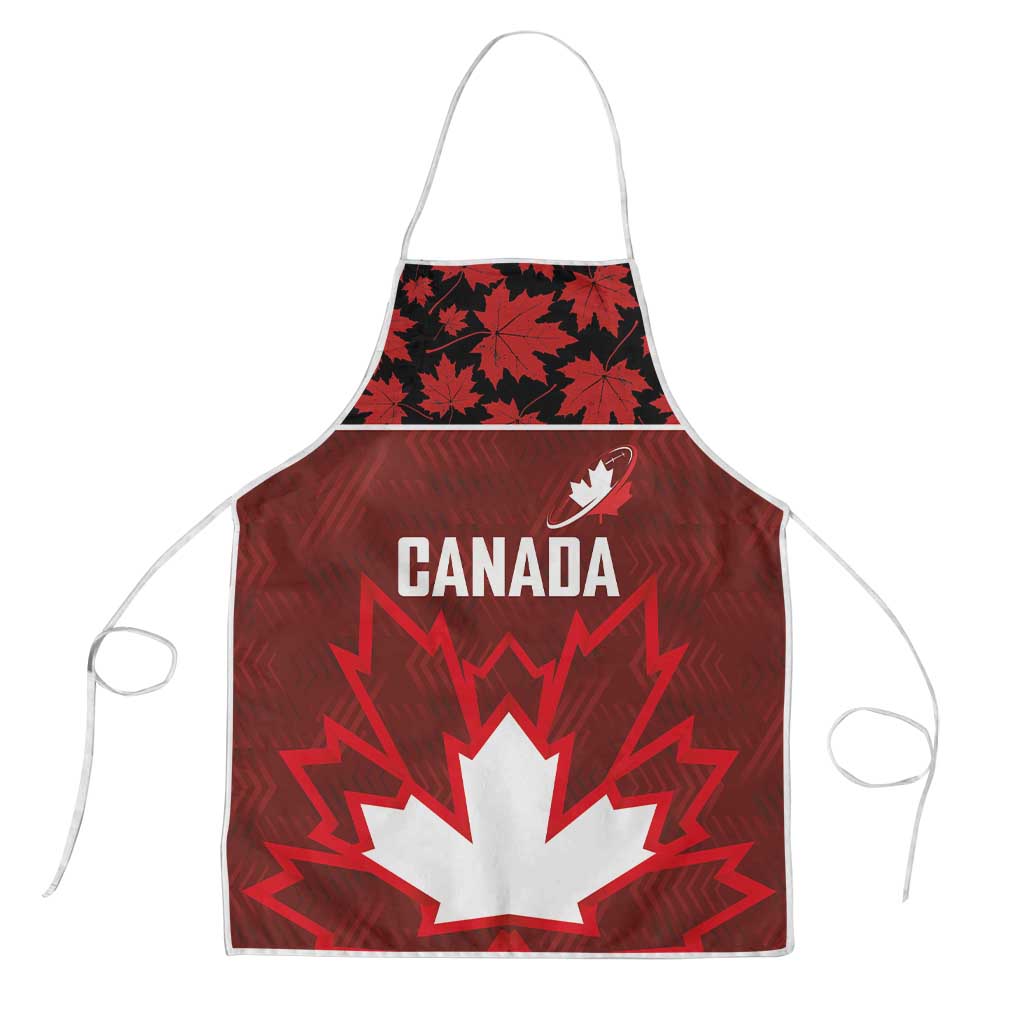 Canadian Rugby Apron Maple Leaves Sporty Art Style Red Color - Wonder Print Shop