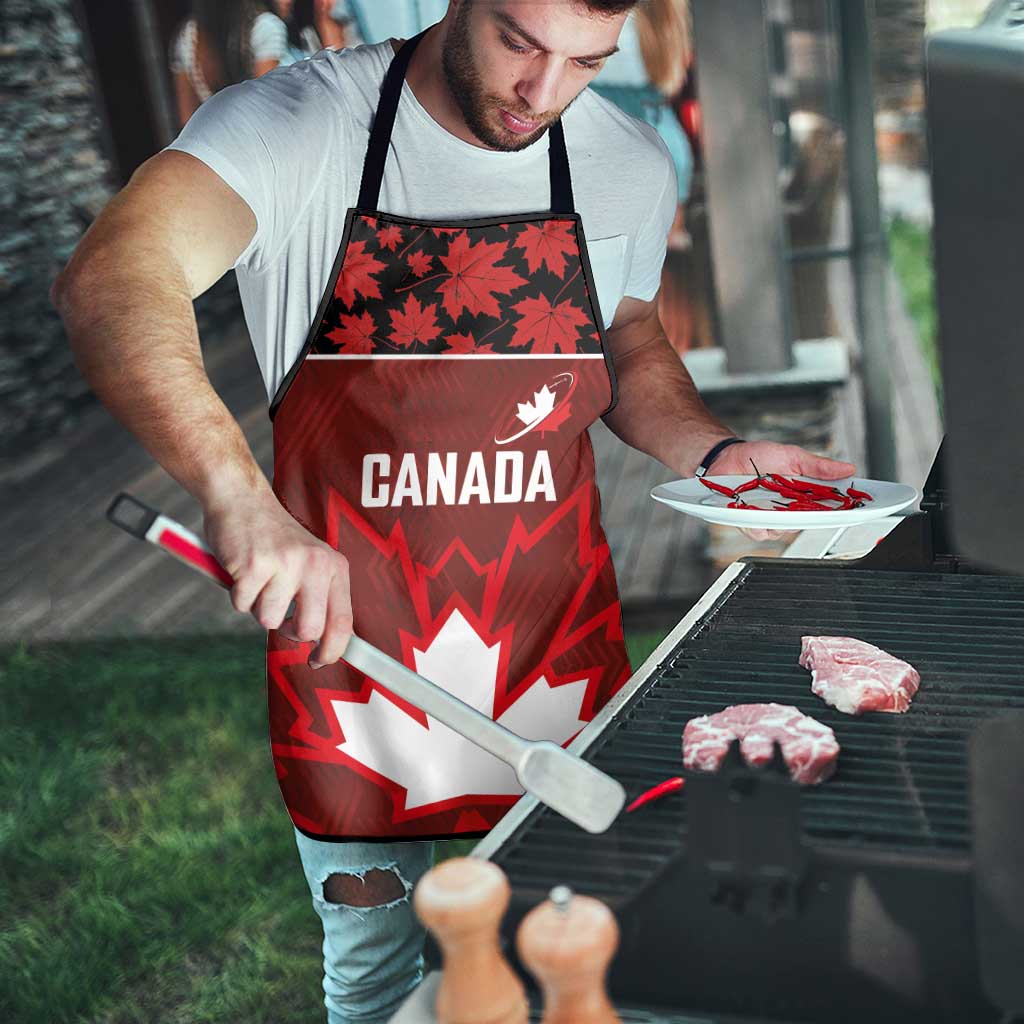 Canadian Rugby Apron Maple Leaves Sporty Art Style Red Color - Wonder Print Shop