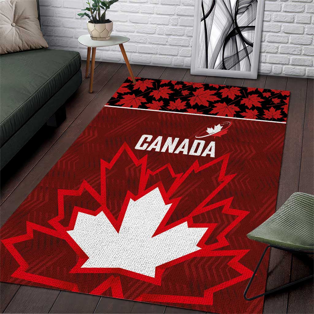 Canadian Rugby Area Rug Maple Leaves Sporty Art Style Red Color - Wonder Print Shop