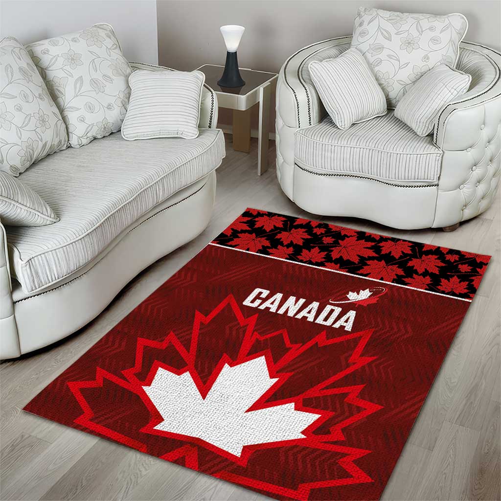 Canadian Rugby Area Rug Maple Leaves Sporty Art Style Red Color - Wonder Print Shop