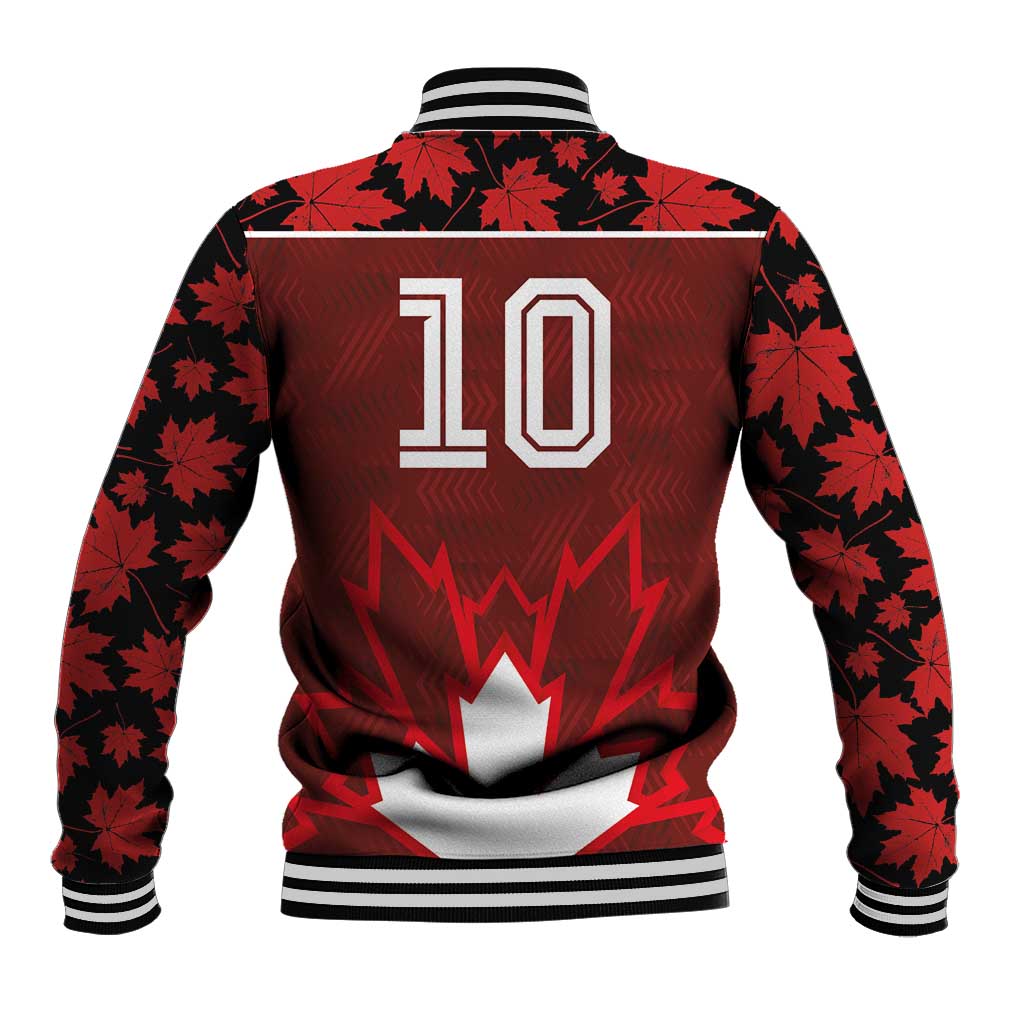 Custom Canadian Rugby Baseball Jacket Maple Leaves Sporty Art Style Red Color - Wonder Print Shop