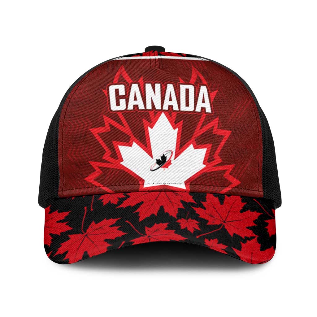 Canadian Rugby Baseball Net Cap Maple Leaves Sporty Art Style Red Color - Wonder Print Shop