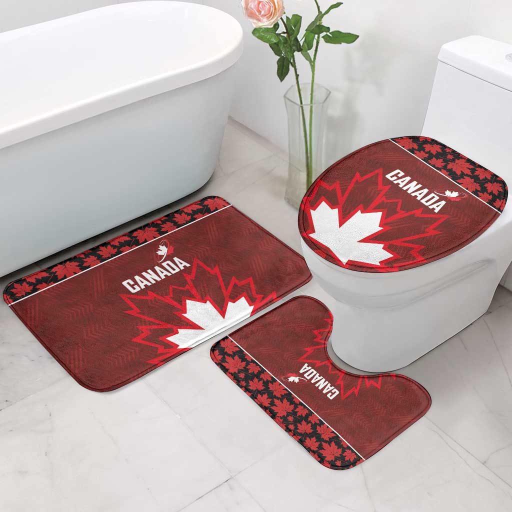 Canadian Rugby Bathroom Set Maple Leaves Sporty Art Style Red Color - Wonder Print Shop