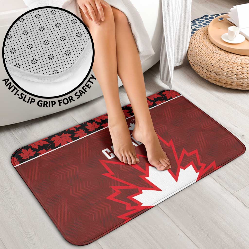Canadian Rugby Bathroom Set Maple Leaves Sporty Art Style Red Color - Wonder Print Shop