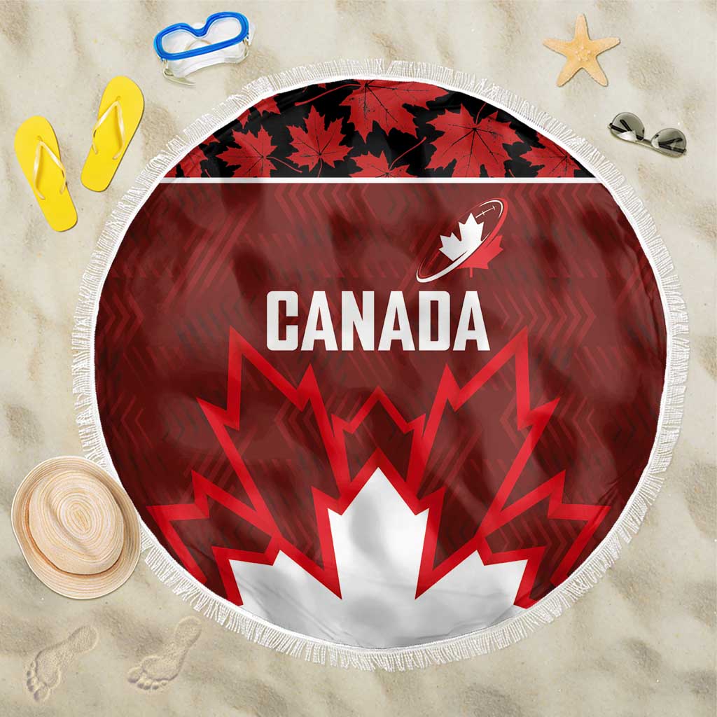Canadian Rugby Beach Blanket Maple Leaves Sporty Art Style Red Color - Wonder Print Shop