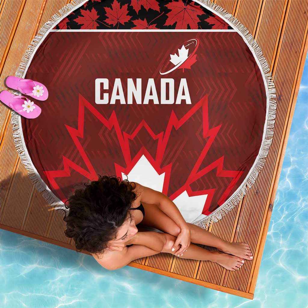 Canadian Rugby Beach Blanket Maple Leaves Sporty Art Style Red Color - Wonder Print Shop