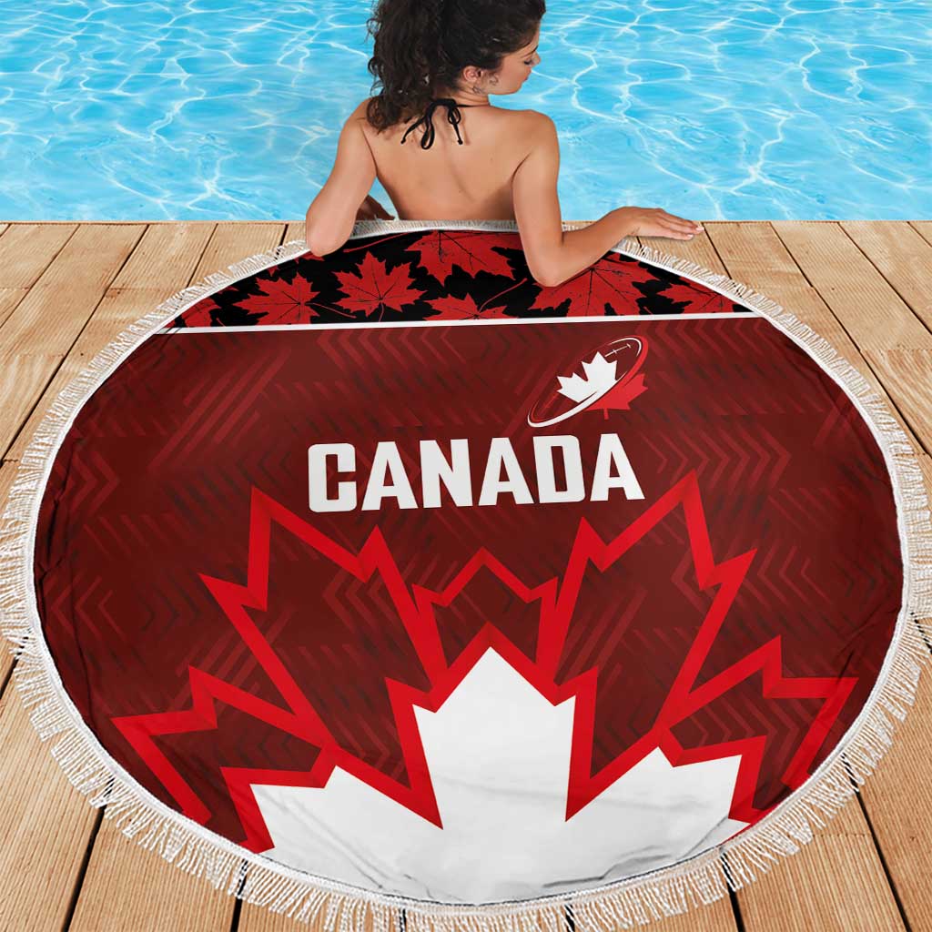 Canadian Rugby Beach Blanket Maple Leaves Sporty Art Style Red Color - Wonder Print Shop