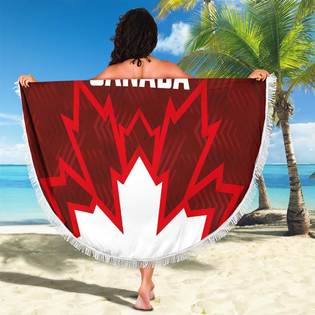 Canadian Rugby Beach Blanket Maple Leaves Sporty Art Style Red Color - Wonder Print Shop