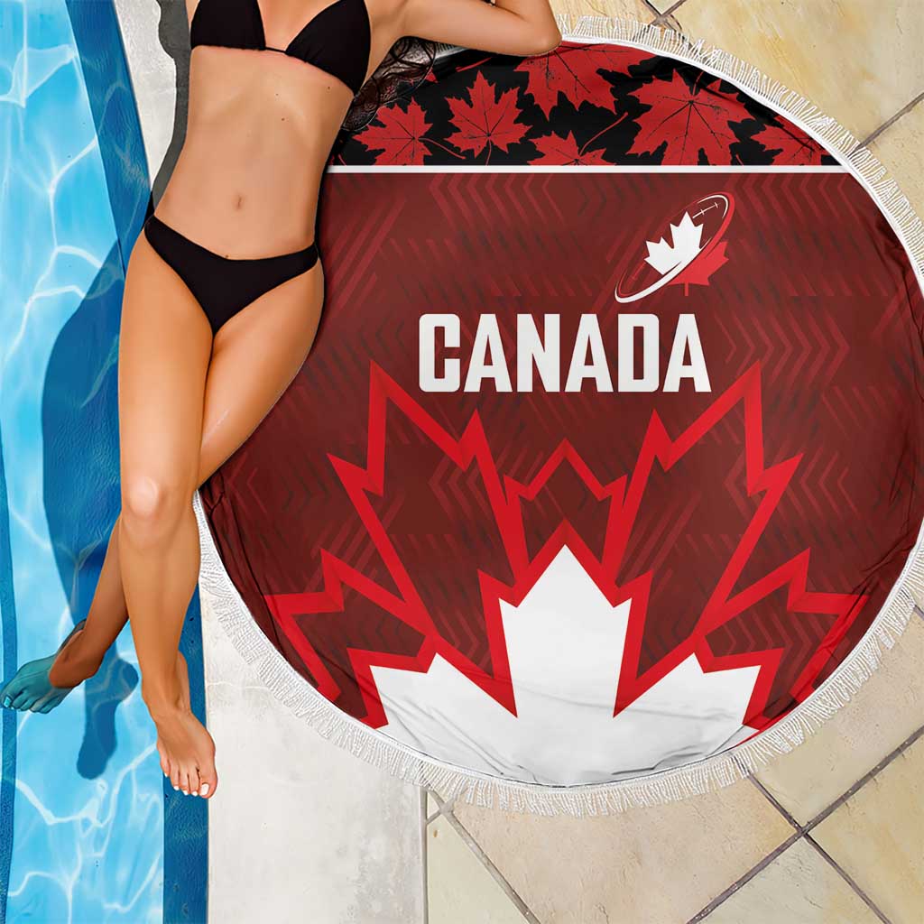 Canadian Rugby Beach Blanket Maple Leaves Sporty Art Style Red Color - Wonder Print Shop