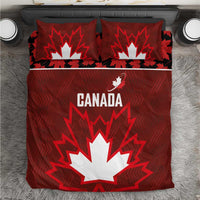 Canadian Rugby Bedding Set Maple Leaves Sporty Art Style Red Color - Wonder Print Shop