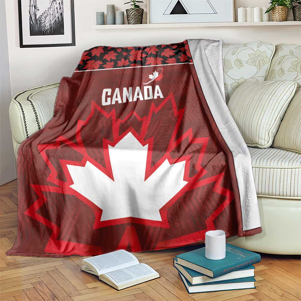 Canadian Rugby Blanket Maple Leaves Sporty Art Style Red Color - Wonder Print Shop