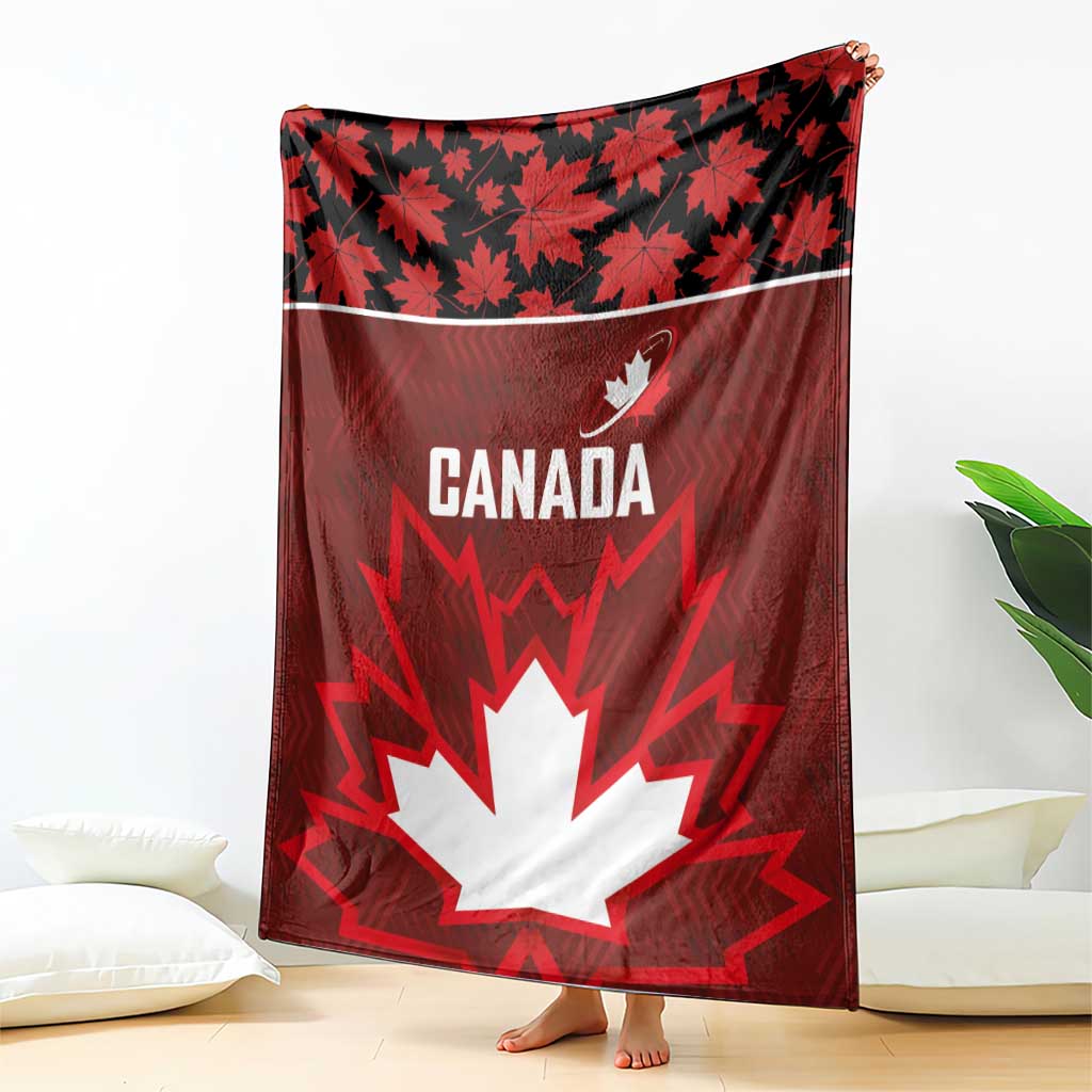Canadian Rugby Blanket Maple Leaves Sporty Art Style Red Color - Wonder Print Shop