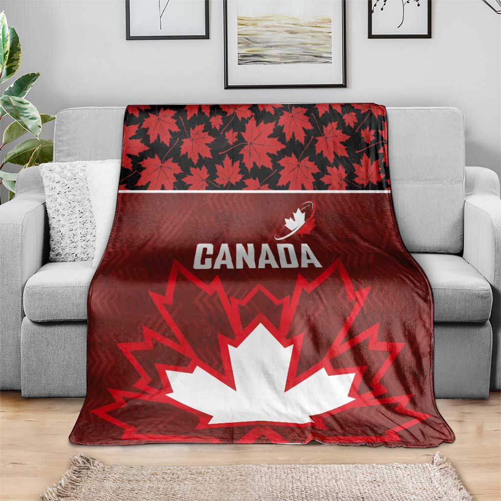 Canadian Rugby Blanket Maple Leaves Sporty Art Style Red Color - Wonder Print Shop