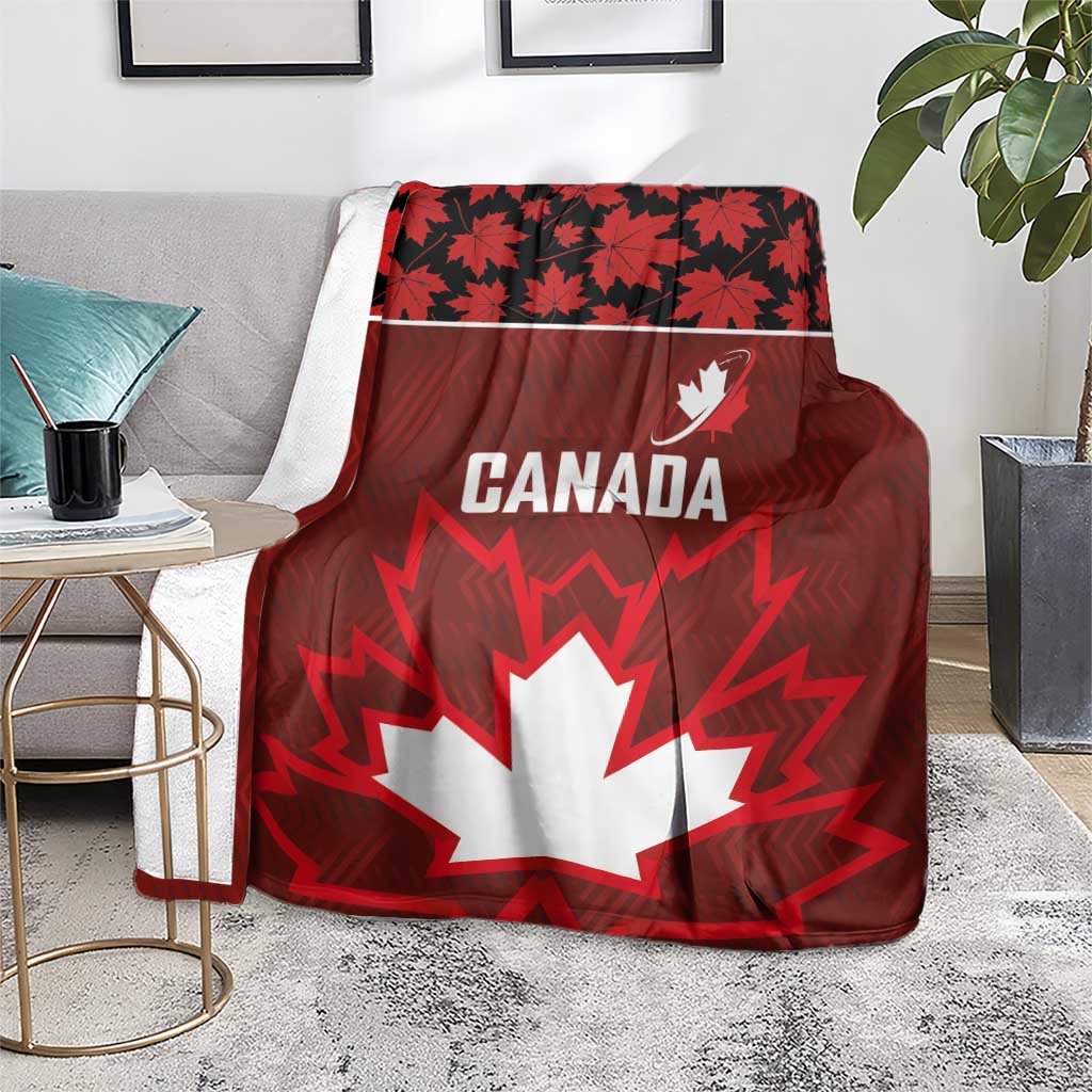Canadian Rugby Blanket Maple Leaves Sporty Art Style Red Color - Wonder Print Shop