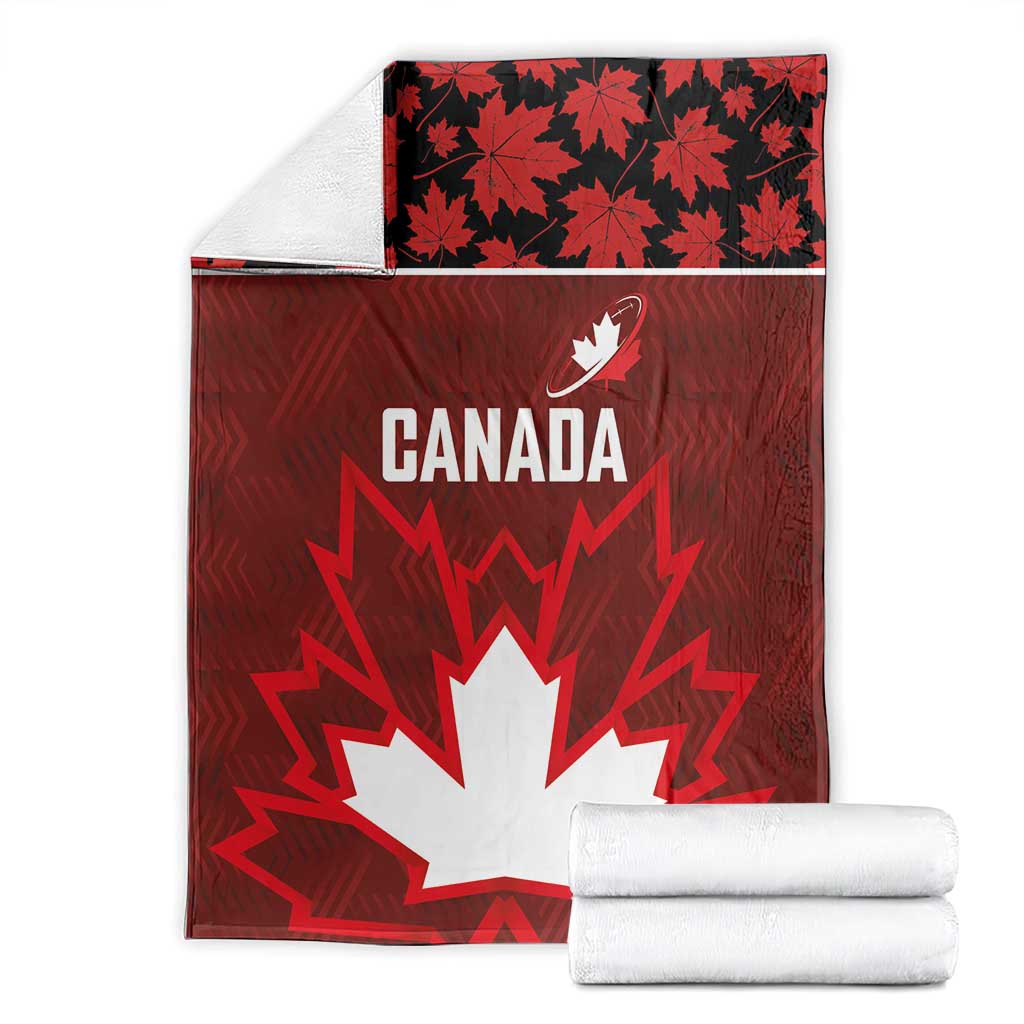 Canadian Rugby Blanket Maple Leaves Sporty Art Style Red Color - Wonder Print Shop