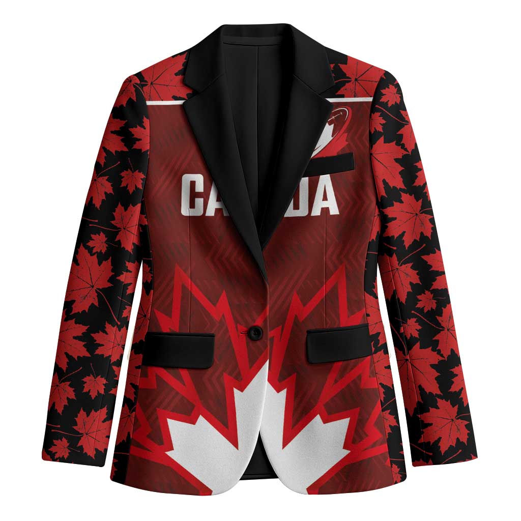 Custom Canadian Rugby Blazer Maple Leaves Sporty Art Style Red Color - Wonder Print Shop