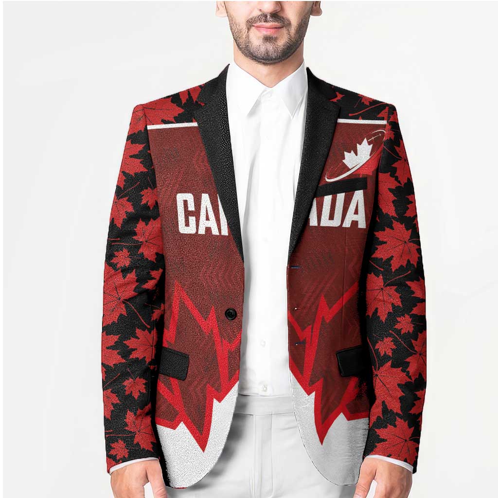 Custom Canadian Rugby Blazer Maple Leaves Sporty Art Style Red Color - Wonder Print Shop