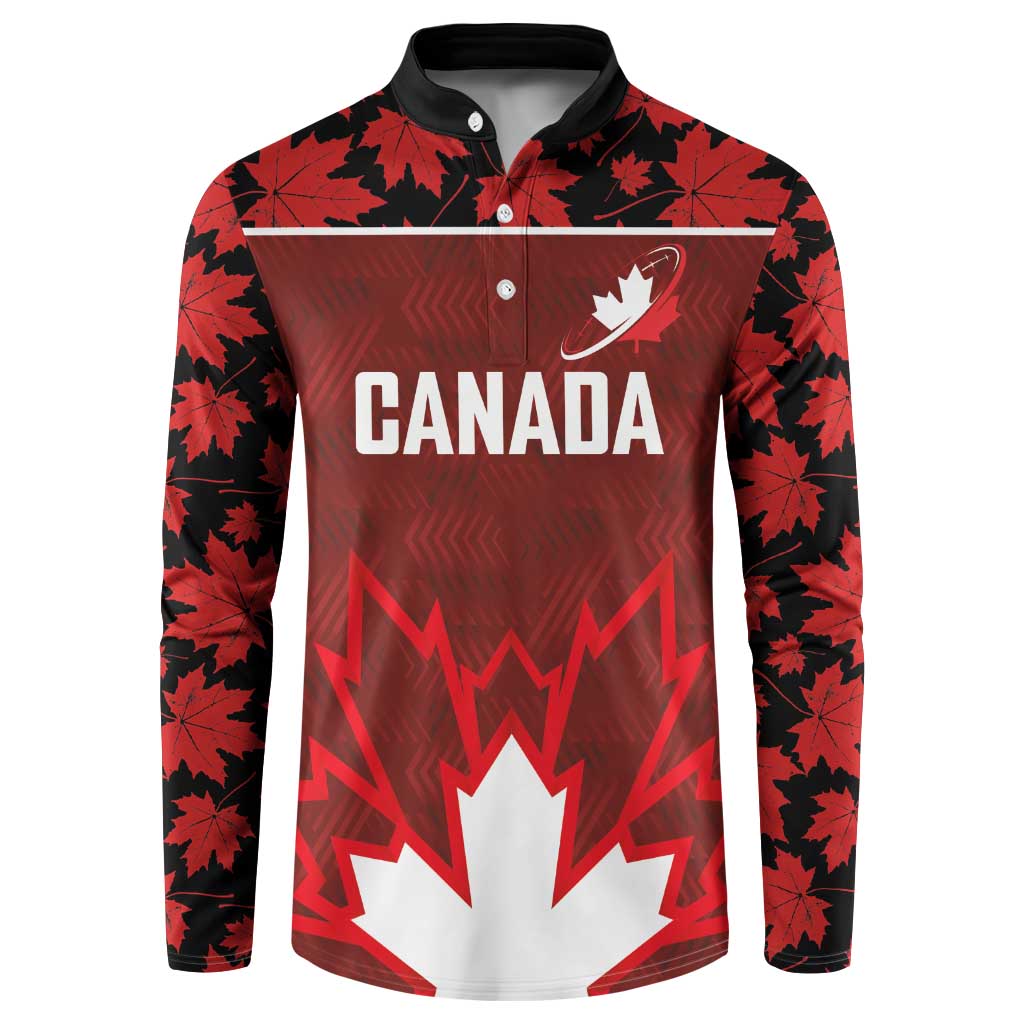 Custom Canadian Rugby Button Sweatshirt Maple Leaves Sporty Art Style Red Color - Wonder Print Shop