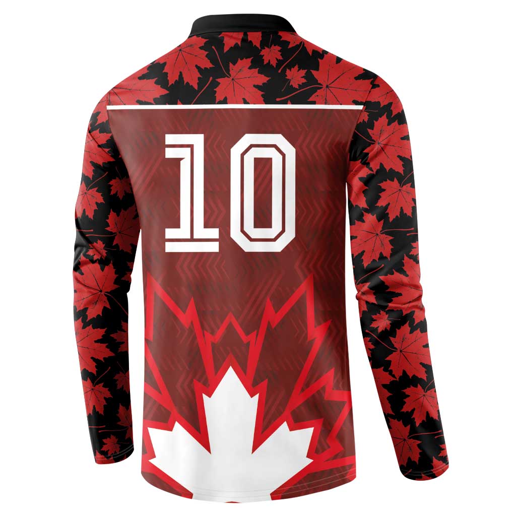 Custom Canadian Rugby Button Sweatshirt Maple Leaves Sporty Art Style Red Color - Wonder Print Shop