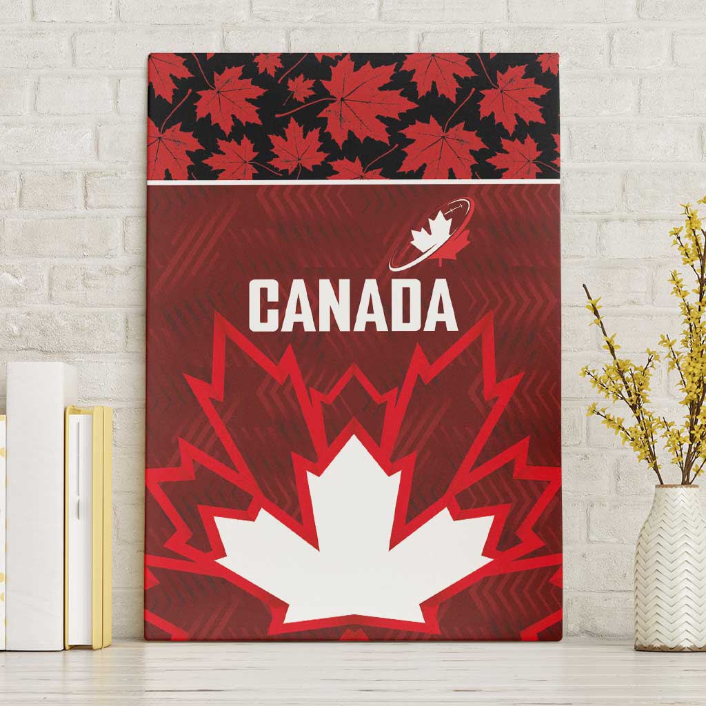 Canadian Rugby Canvas Wall Art Maple Leaves Sporty Art Style Red Color - Wonder Print Shop